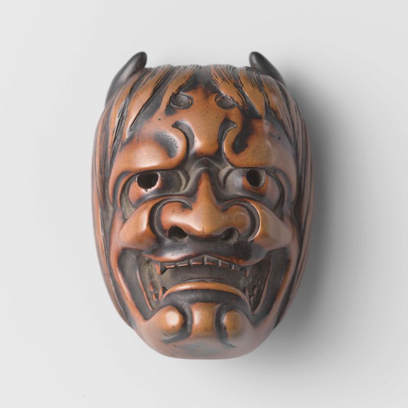 Escultura de netsuke em madeira por artista desconhecido