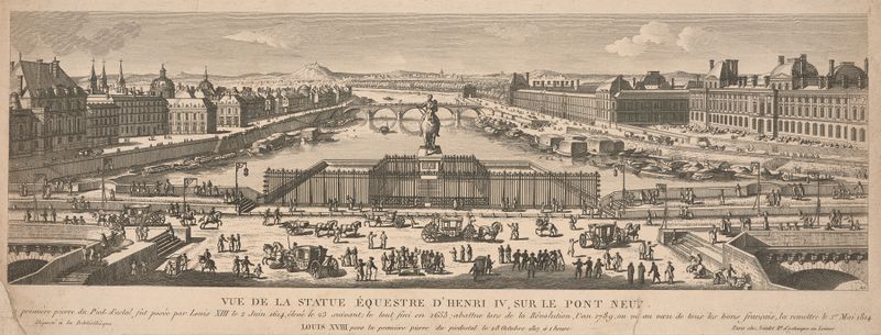 Gravura da estátua equestre de Henri IV no Pont Neuf por Unknown Artist
