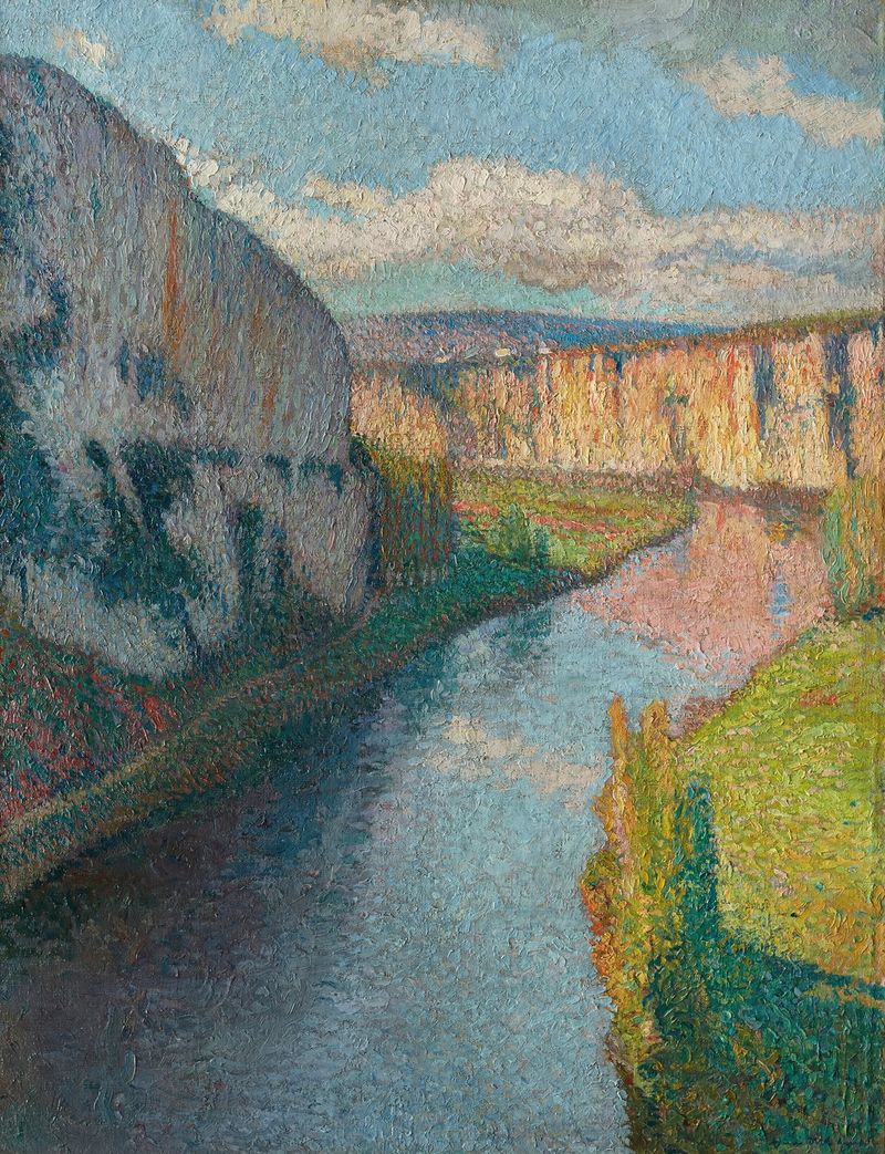 La Vallée du Lot, près de Saint-Cirq-Lapopie by Henri Martin, oil on canvas depicting a vibrant landscape