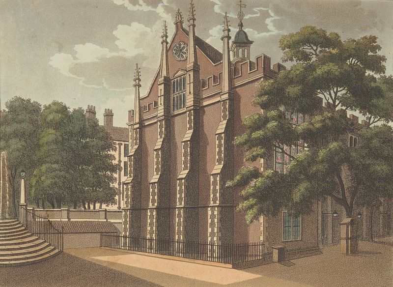Vista Sudoeste do Middle Temple gravura de Samuel Ireland