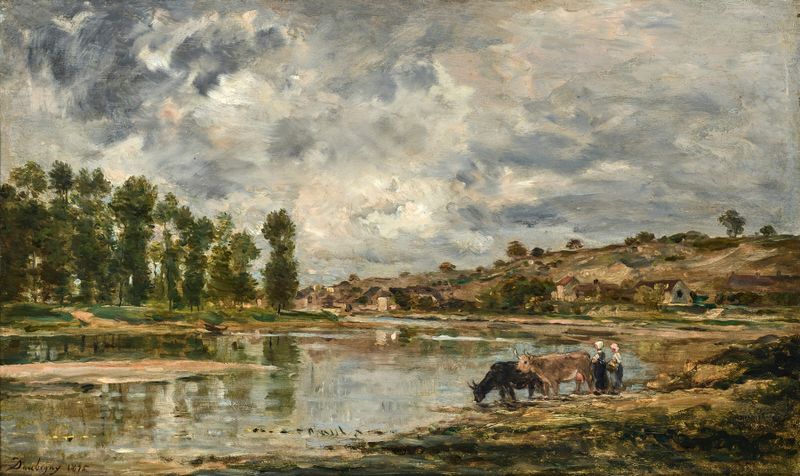 Landscape of the Loire River near Nantes by Charles François Daubigny, oil painting