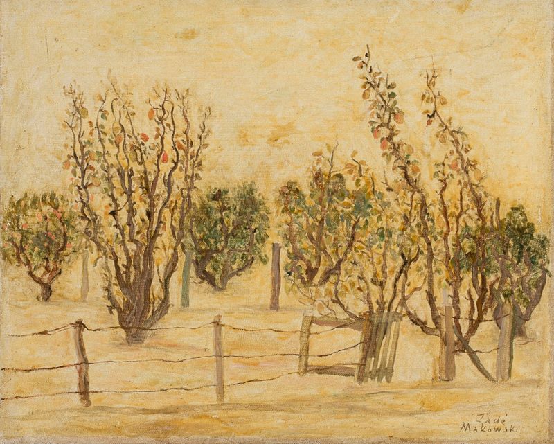 Expressão figurativa de tristeza em uma pintura a óleo de Tadeusz Makowski