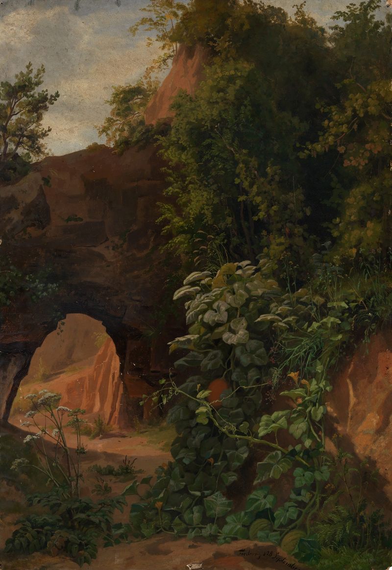 Still life of wild pumpkin and hemlock in oil on canvas by Emil Lugo