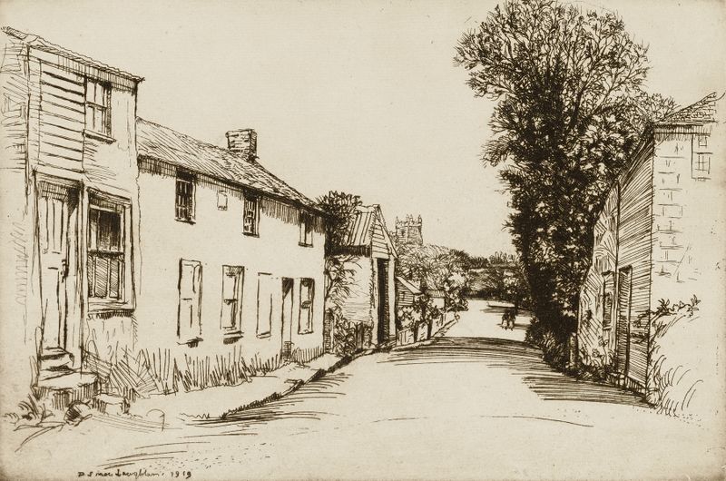 Lelant de Donald Shaw MacLaughlan, pintura a óleo que retrata águas tranquilas e luz do amanhecer.