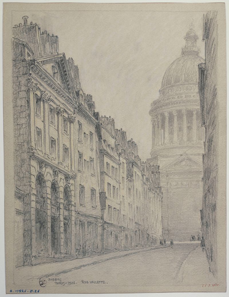 Modernism artwork by Ferdinand Boberg depicting the Panthéon with light and shadows