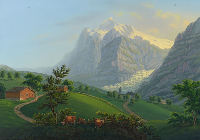 Das Wetterhorn im Grindelwald, oil on canvas by Johann Heinrich Bleuler the Younger