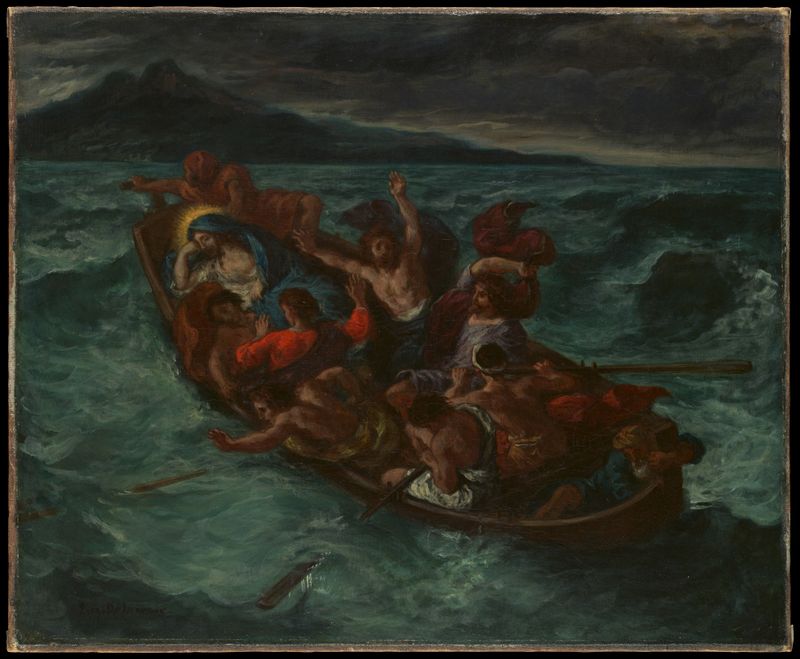 Christ asleep during the tempest, oil on canvas by Eugène Delacroix