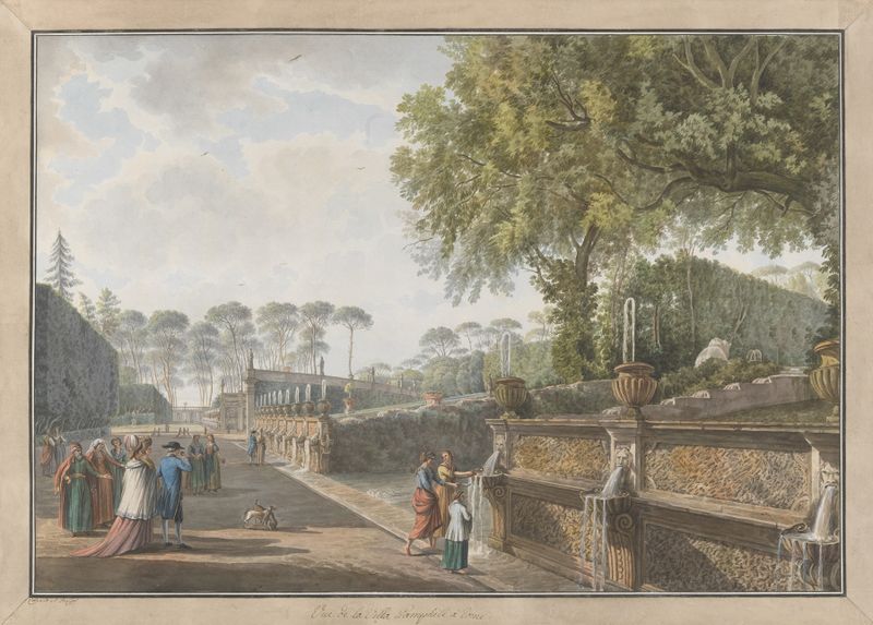 Paisaje de Villa Pamphili por Abraham-Louis-Rodolphe Ducros, pintura al óleo