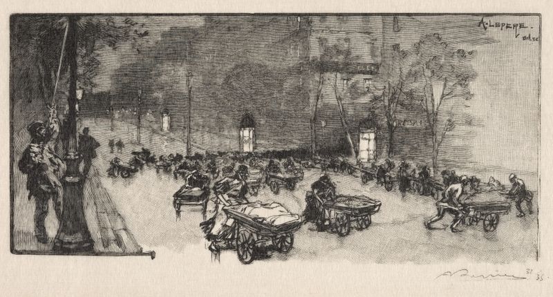 Le Boulevard, au coin du Faubourg Montmartre de Auguste Louis Lepère, pintura a óleo de uma rua movimentada de Paris.