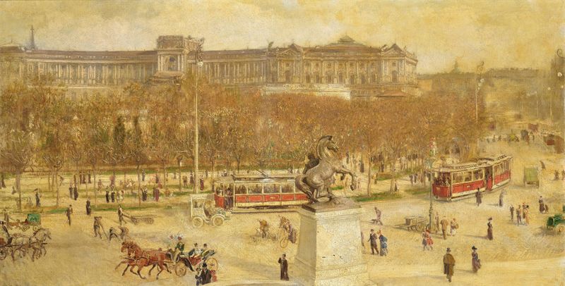 A View of the Ringstrasse and the Imperial Palace in Vienna de Vlaho Bukovac, óleo