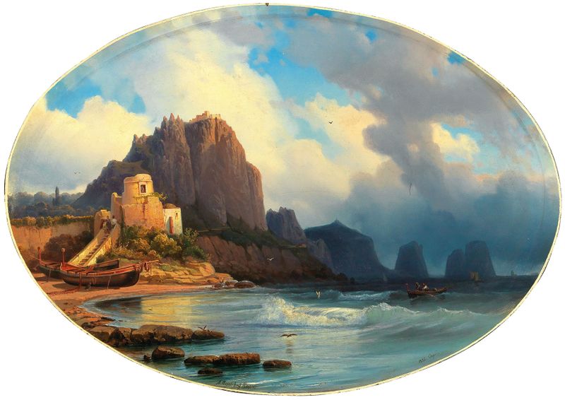 Uma cena em Capri, óleo sobre tela de Alexey Petrovich Bogolyubov