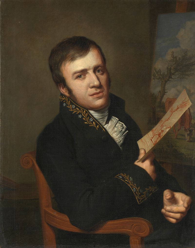 Portrait of Jan Kobell II in uniform, oil painting by Willem Bartel van der Kooi