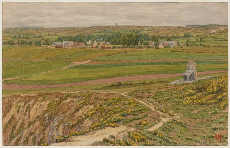 Watercolour by Henri Rivière depicting gentle waves on the shore.
