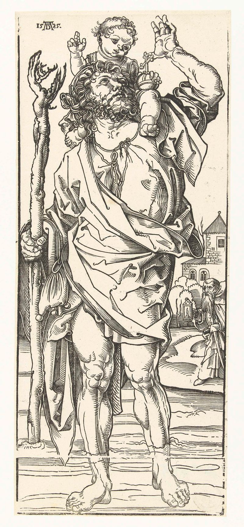 De Heilige Christoffel carrega o menino Cristo, papel, Albrecht Dürer