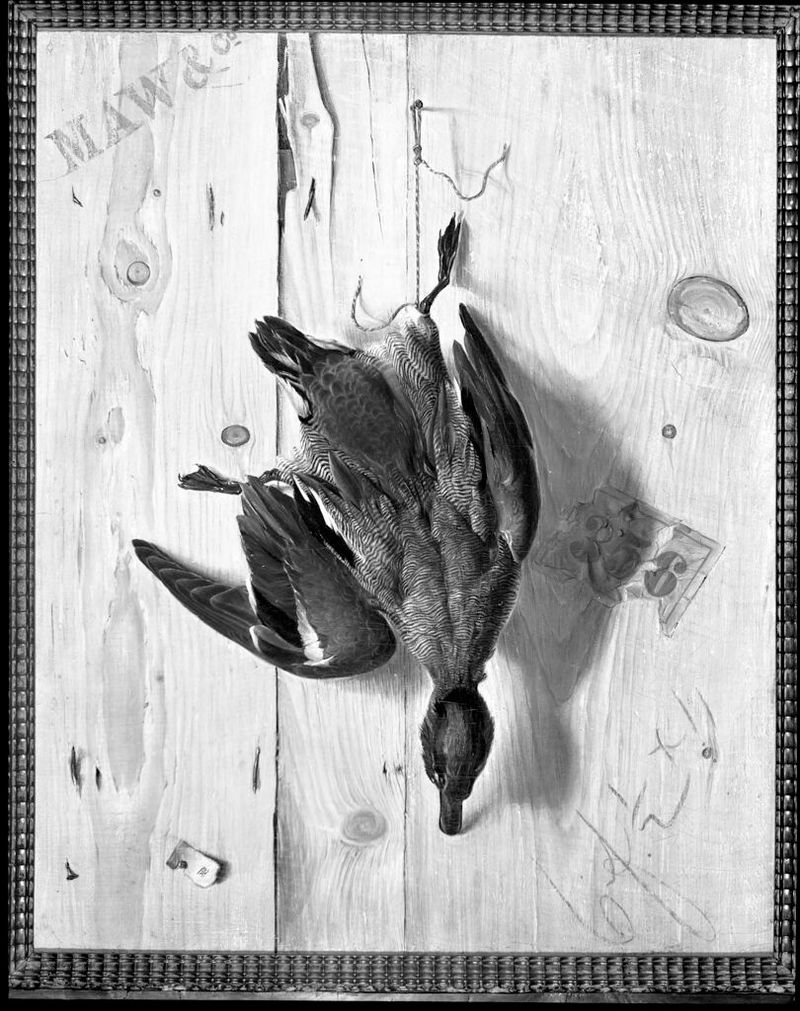 Still Life with Hanging Duck, óleo sobre panel de Henry Thomas Bromley