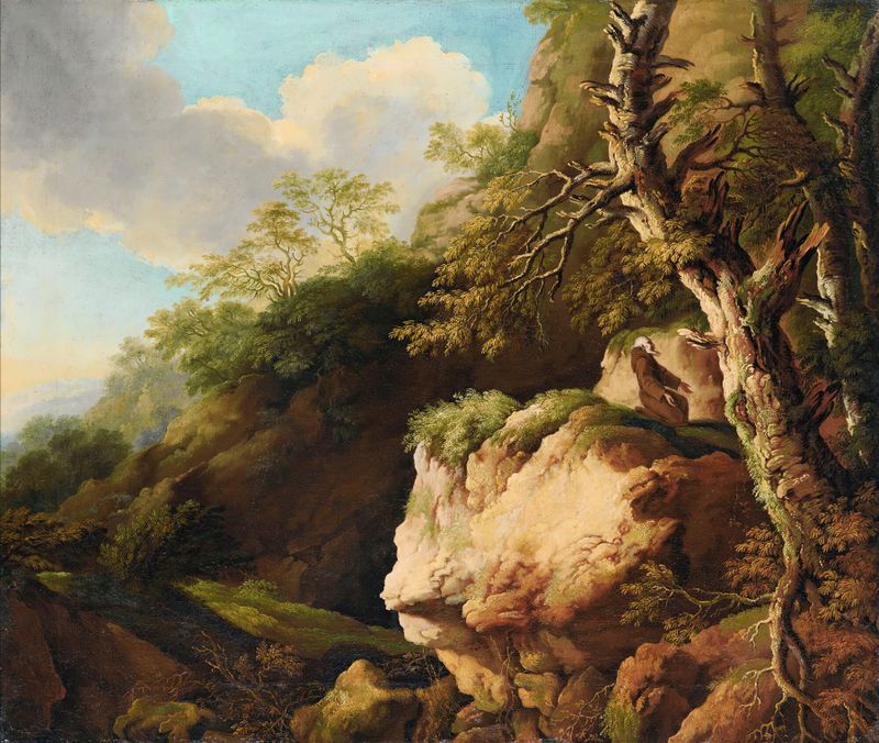 Landscape with a Franciscan monk, oil on canvas by Christian Wilhelm Ernst Dietrich