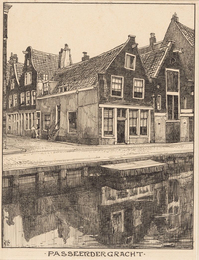 Landscape of Passeerder Gracht te Amsterdam, oil on canvas by Willem Wenckebach