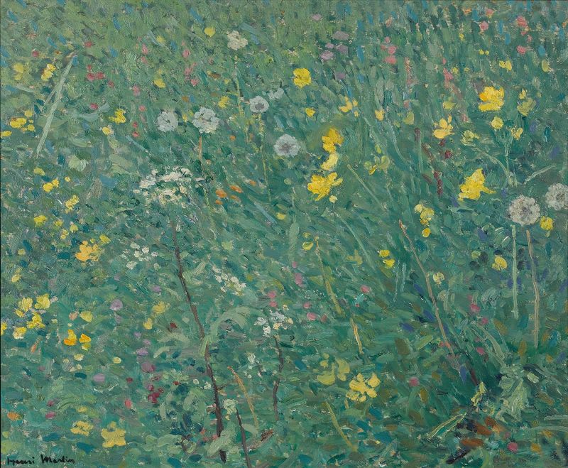 Cena botânica com flores vibrantes de Henri Martin, pintura a óleo.