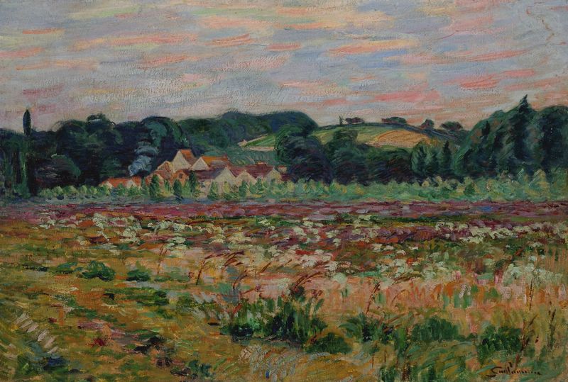 Paisagem ao pôr do sol, pintura a óleo de Armand Guillaumin