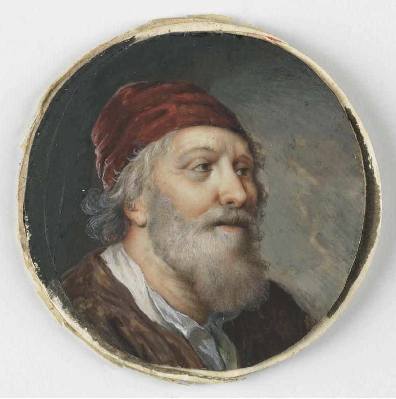 Retrato de um velho em marfim de artista desconhecido
