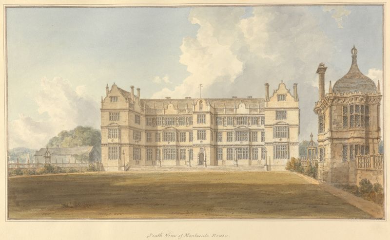 South View of Montacute House de John Buckler, aquarela sobre papel