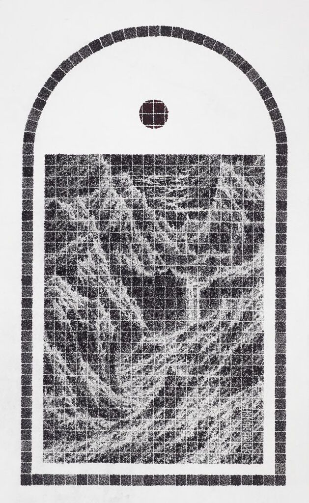 Melting-Glacier Water Cascading through a Thousand Peaks, ink on paper by Lee Chun-Yi