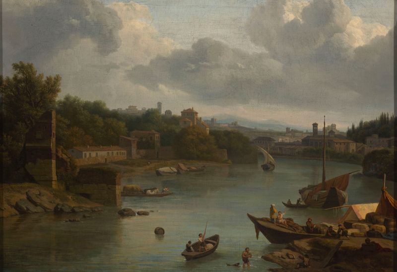 View of the Tiber from the south, oil on canvas by Isaac de Moucheron