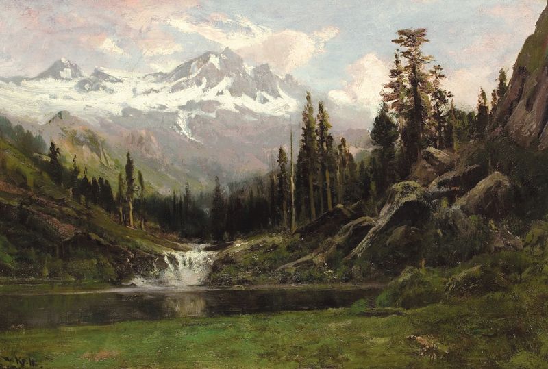 View of Mount Shasta, oil on canvas by William Keith