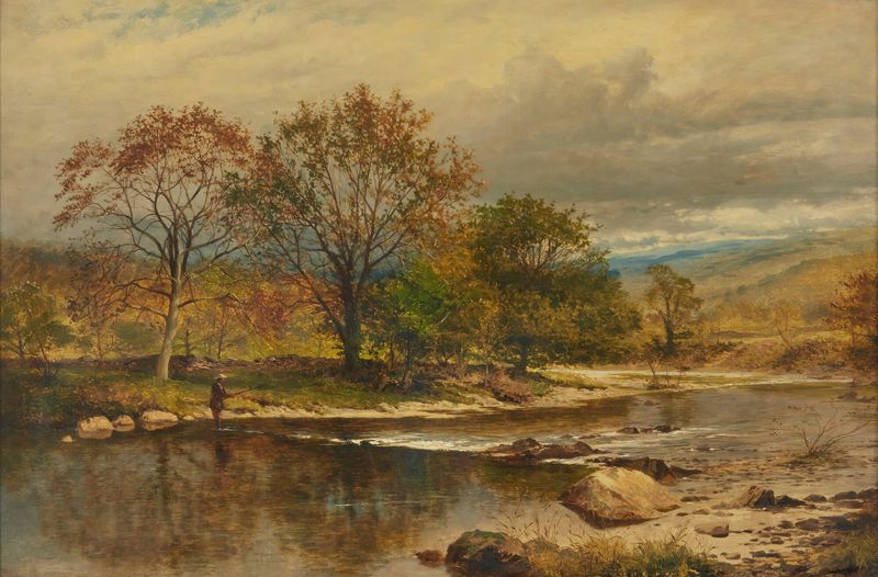 A Trout Stream – An Autumn Afternoon On The Llugwy, oil painting by Benjamin Williams Leader