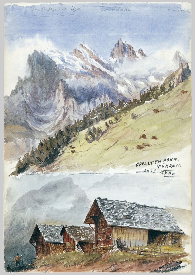 Paisagem de Gspaltenhorn, Mürren por John Singer Sargent, pintura a óleo
