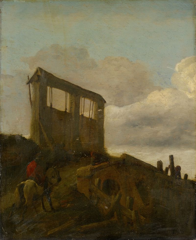 Rider in front of a Watergate, Romanticismo, Unknown Artist