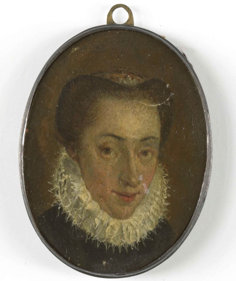 Retrato de una mujer con rasgos delicados, medio de cobre, Unknown Artist