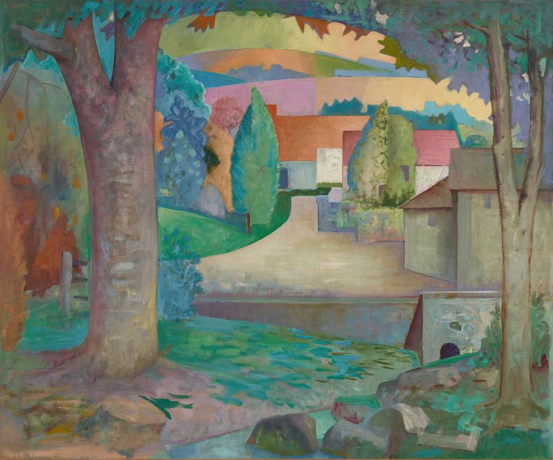 Paisagem de Henry Fitch Taylor, pintura a óleo que mostra colinas e luz dourada
