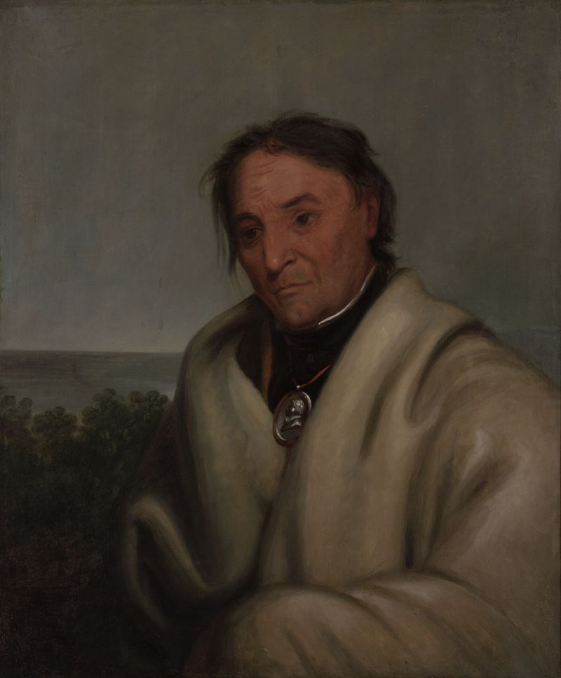 Retrato de um guerreiro Chippewa, óleo sobre tela de Henry Inman
