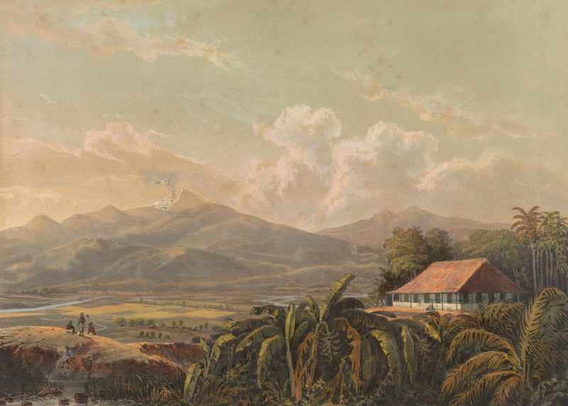 Landscape with residence and hills, oil on canvas by Johan Conrad Greive