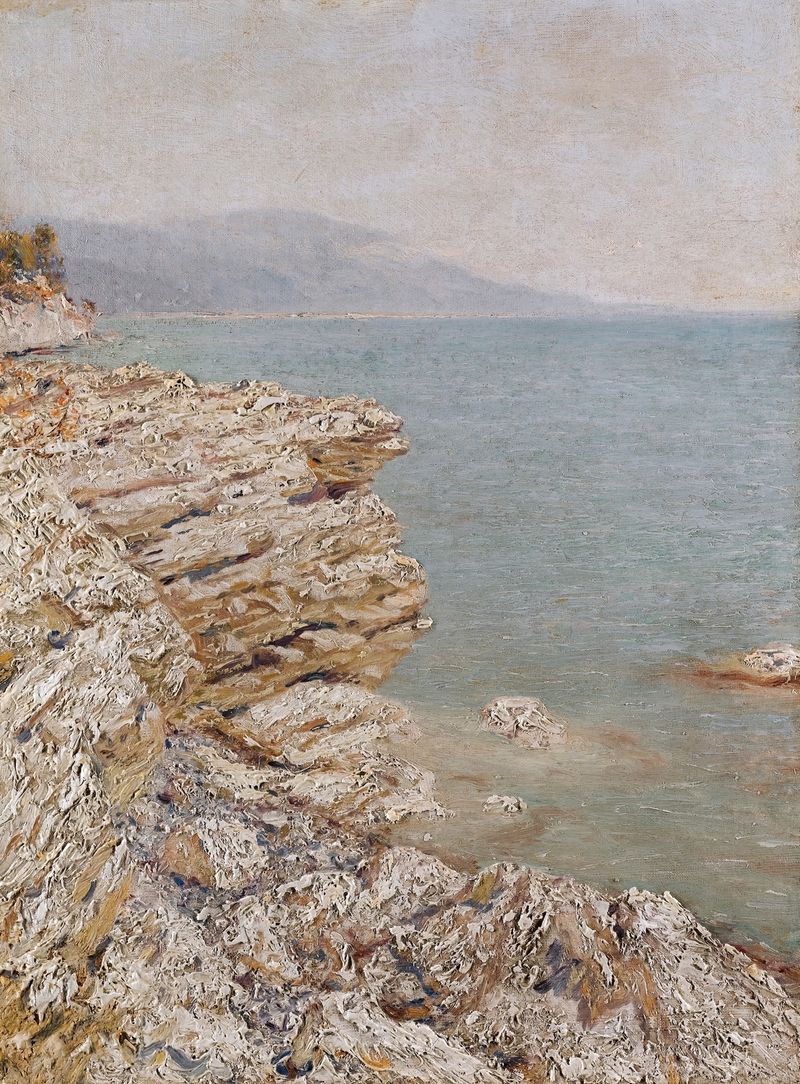 Cliffs by Nikolai Nikanorovich Dubovskoy, oil on canvas depicting vibrant cliffs and nature.