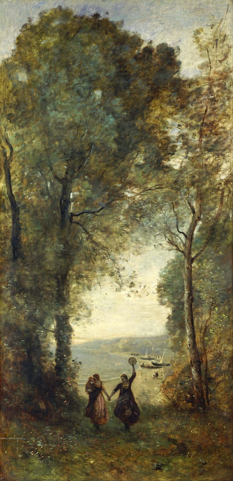 Paisaje marino al atardecer, óleo sobre lienzo de Jean-Baptiste-Camille Corot