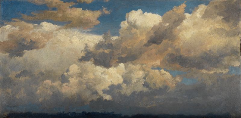 Wolkenstudie de Johann Wilhelm Schirmer, óleo sobre lienzo que representa nubes y luz