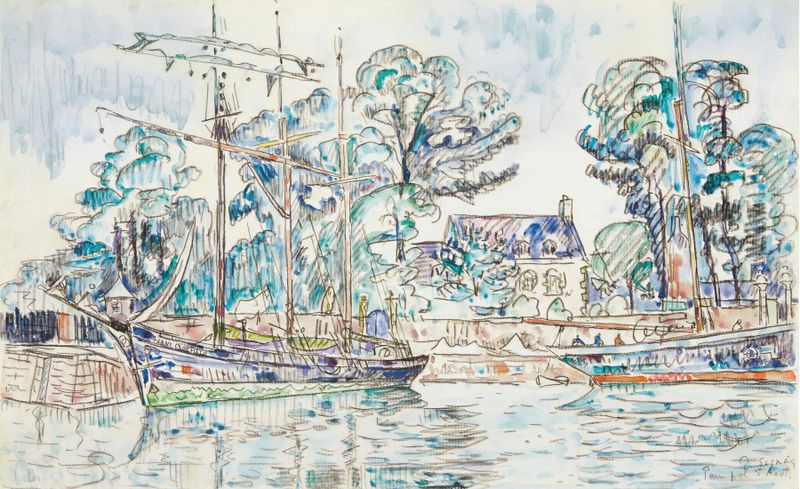 Escena marina de costa con mar y arena de Paul Signac, pintura al óleo