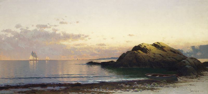 Marine scene with cliffs and waves, oil painting by Alfred Thompson Bricher