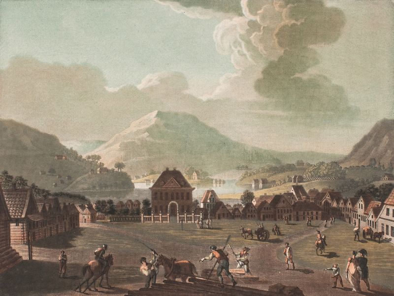 Vue d’une Place dans la ville de Bergen, oil on canvas by Georg Haas