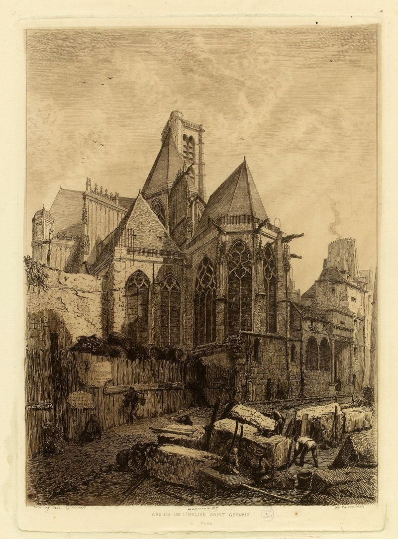 Fachada de una iglesia de Alfred Alexandre Delauney, 1866, medio desconocido