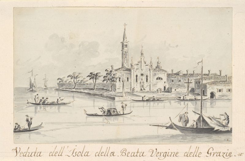 La Isla de la Beata Vergine delle Grazie, óleo sobre lienzo de Giacomo Guardi