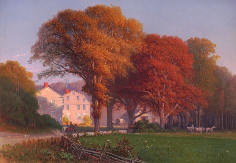 Fall in the Country Side, oil on canvas by Thomas Hill, depicting autumn foliage and dappled light.