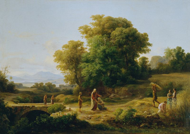 Landscape with Boaz and Ruth, oil painting by Károly Markó