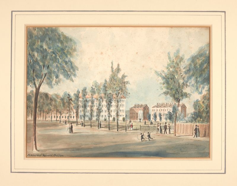 Paisagem de Blackstone Square, Boston, por Benjamin Champney, pintura a óleo
