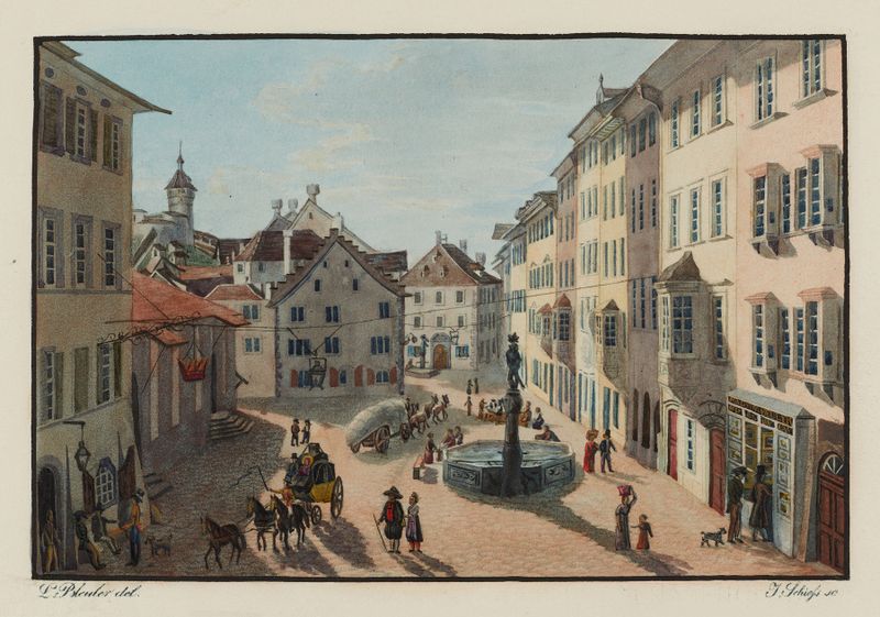 Vue de l’interieur de la Ville de Schaffhouse engraving by Johann Ludwig Bleuler