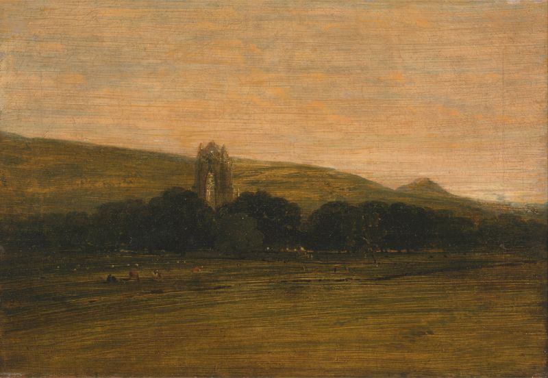 Ruinas de Guisborough Priory contra un cielo dramático, de Thomas Girtin, pintura al óleo