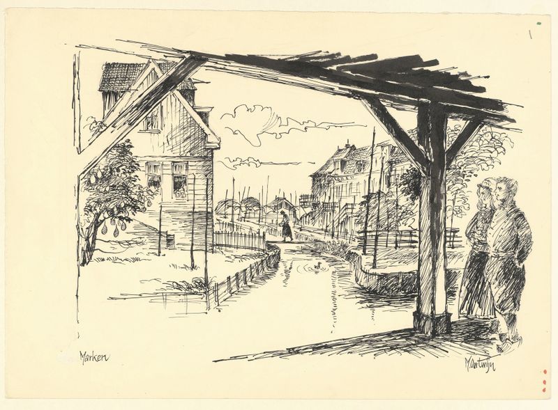 Paisagem de Gezicht te Marken de Maarten Oortwijn, óleo sobre tela