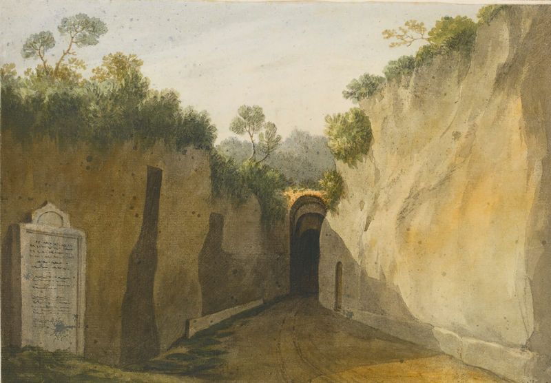 Entrance To The Grotto Of Posillipo, Naples by John Warwick Smith, watercolor on paper